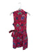 Printfresh Size XS Pink & Green Cotton Sleeveless Tropical Wrap Collar Dress Pink & Green / XS