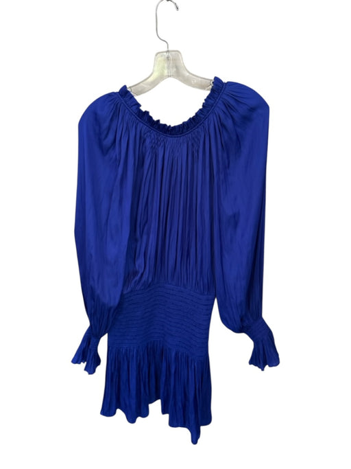 Ramy Brook Size M Royal Blue Polyester Long Balloon Sleeve Smocked Waist Dress Royal Blue / M