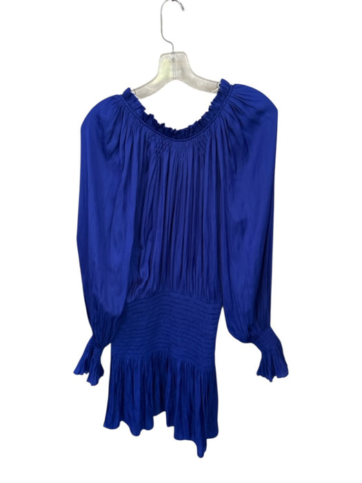 Ramy Brook Size M Royal Blue Polyester Long Balloon Sleeve Smocked Waist Dress Royal Blue / M
