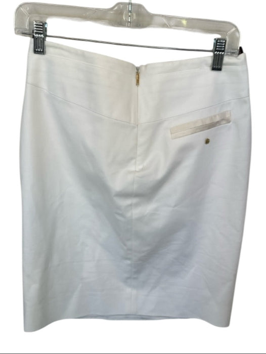 Roberto Cavalli Size 42 Ivory & Gold Cotton Blend Attached Belt Pencil Skirt Ivory & Gold / 42