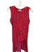 Parker Size M Red & Pink Cotton Blend Sleeveless Striped Drawstring Midi Dress Red & Pink / M