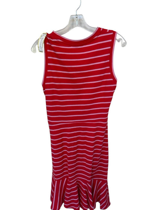 Parker Size M Red & Pink Cotton Blend Sleeveless Striped Drawstring Midi Dress Red & Pink / M