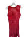 Parker Size M Red & Pink Cotton Blend Sleeveless Striped Drawstring Midi Dress Red & Pink / M