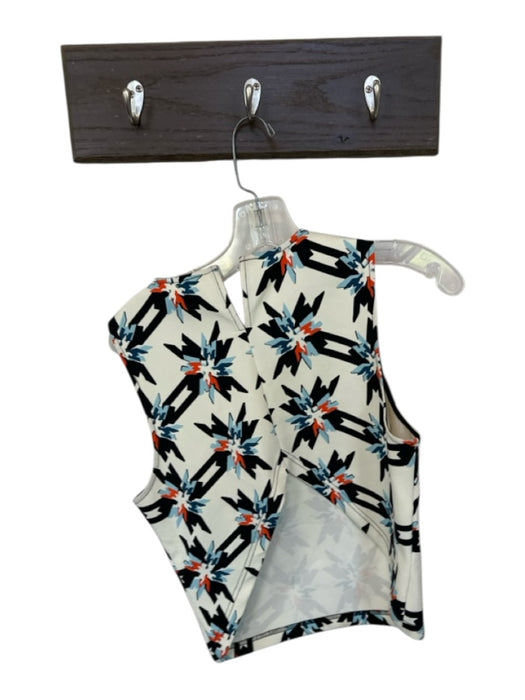 Tanya Taylor Size 8 Cream & Black Polyamid Sleeveless Abstract Cropped Top Cream & Black / 8