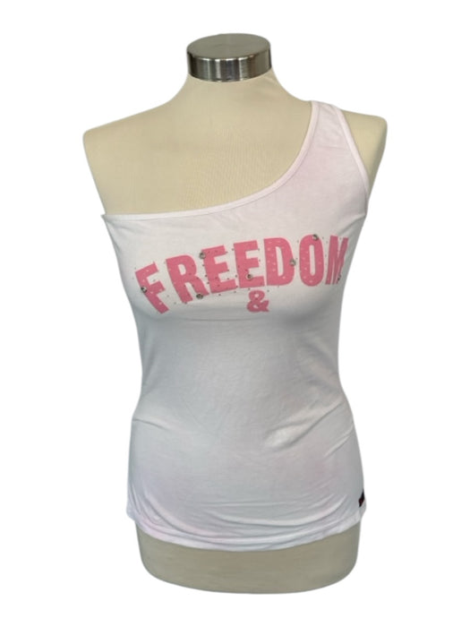 Dolce & Gabbana Size 44 Pink Cotton One Shoulder Perforated Graphic Top Pink / 44