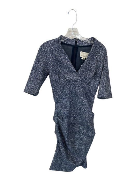 Nicole Miller Size M Navy & white Cotton Blend 3/4 Sleeve Abstract Dress Navy & white / M