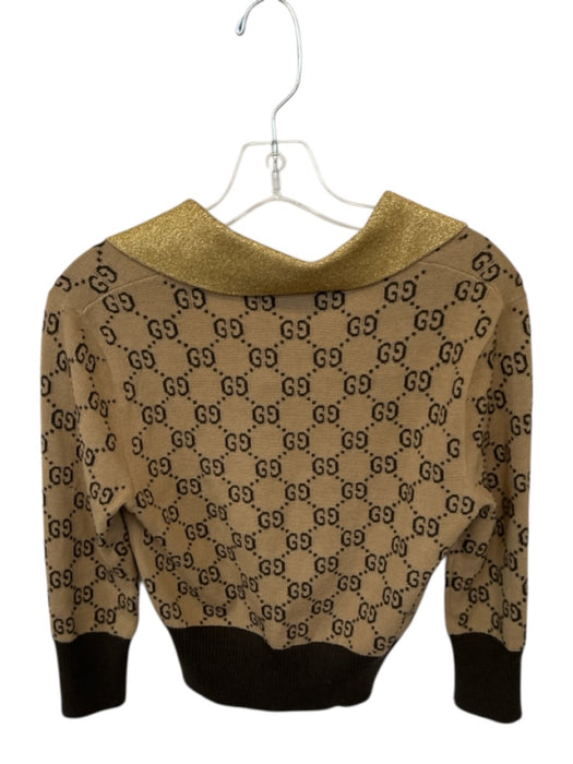 Gucci Size S Tan & brown Logo Knit Collar Long Sleeve Sweater Tan & brown / S