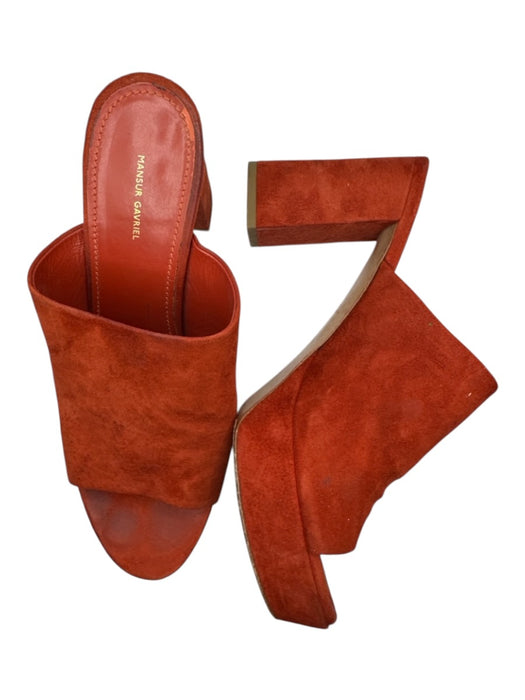 Mansur Gavriel Shoe Size 37 Rust Suede Platform Block Heel Open Toe Mules Rust / 37
