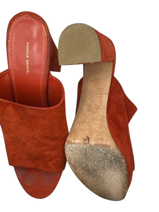 Mansur Gavriel Shoe Size 37 Rust Suede Platform Block Heel Open Toe Mules Rust / 37