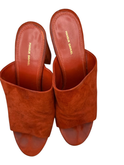 Mansur Gavriel Shoe Size 37 Rust Suede Platform Block Heel Open Toe Mules Rust / 37