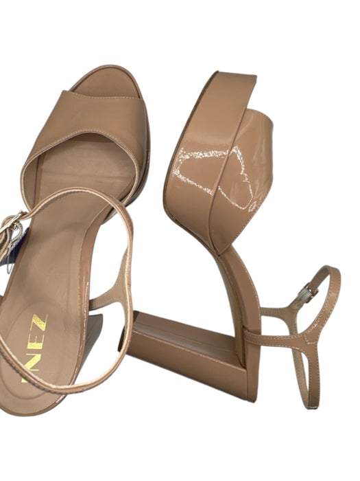 INEZ Shoe Size 7.5 nude Patent Leather Platform Ankle Strap Block Heel Sandals nude / 7.5