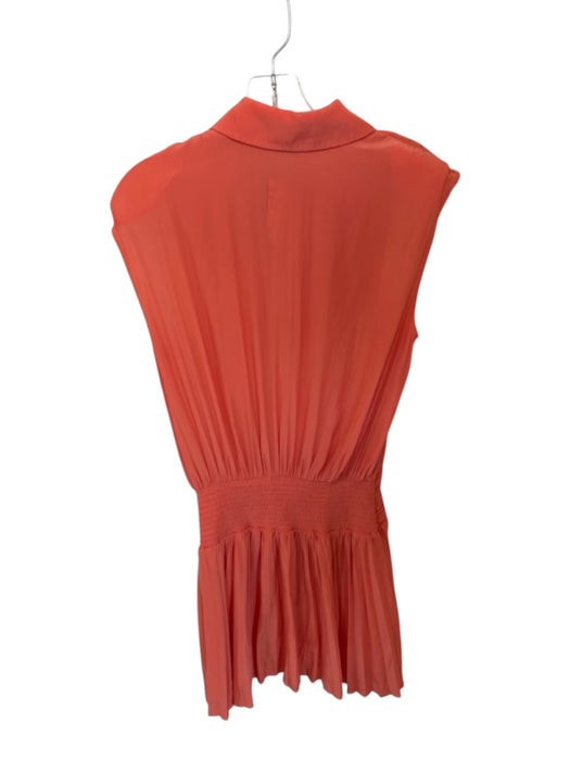 Ramy Brook Size S Orange Polyester Sleeveless Shoulder Pads Buttons Twist Dress Orange / S