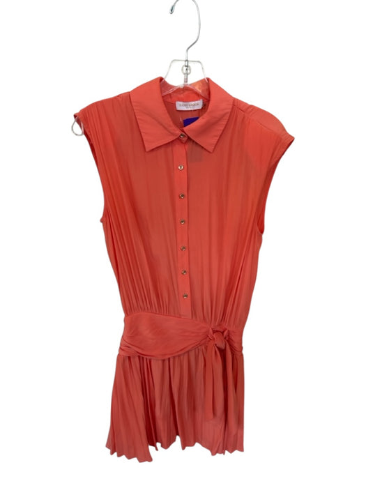 Ramy Brook Size S Orange Polyester Sleeveless Shoulder Pads Buttons Twist Dress Orange / S