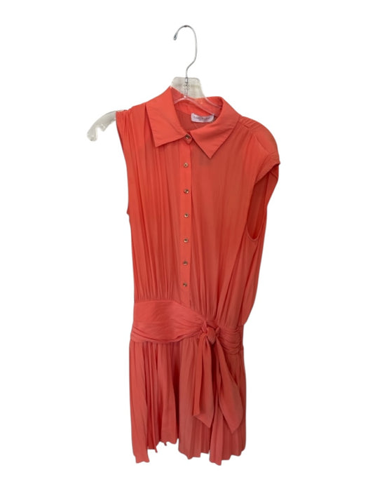 Ramy Brook Size S Orange Polyester Sleeveless Shoulder Pads Buttons Twist Dress Orange / S