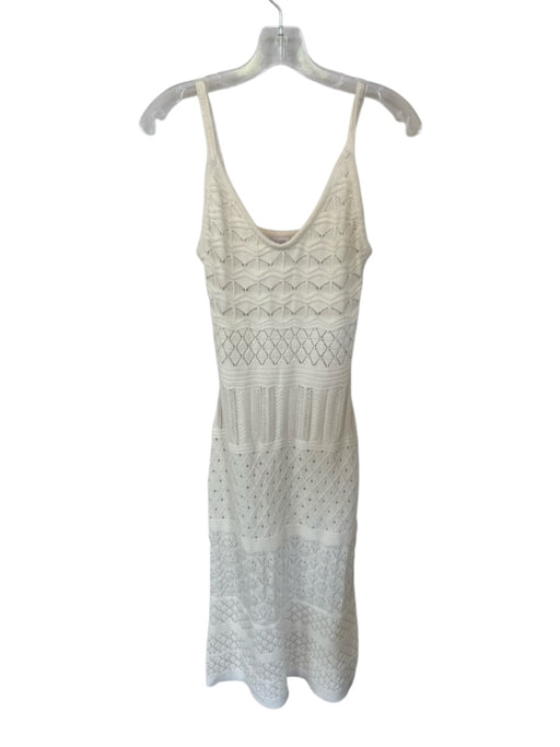 Caroline Constas Size XS Cream Spaghetti Strap Knit Midi Dress Cream / XS