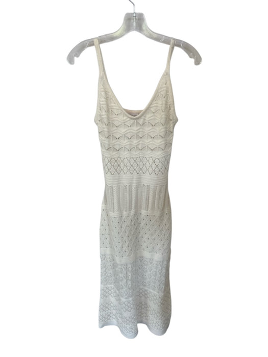 Caroline Constas Size XS Cream Spaghetti Strap Knit Midi Dress Cream / XS