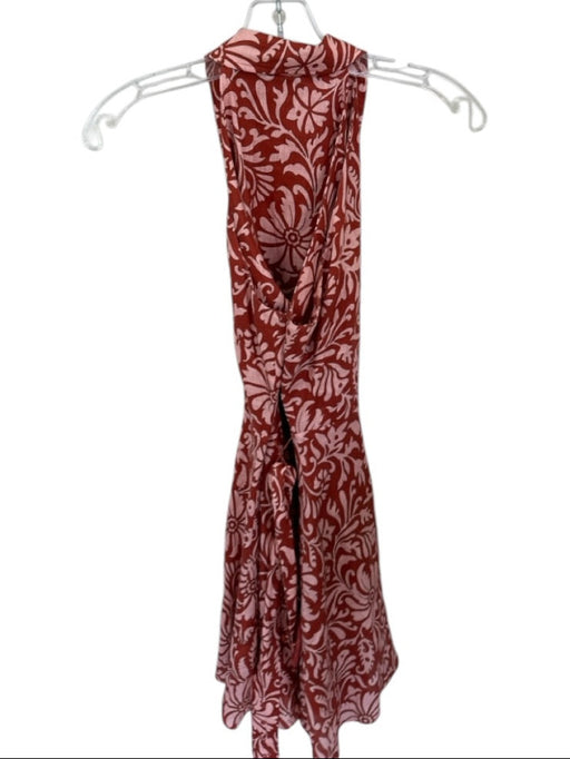 Veronica Beard Size 6 Rust & Pink Linen Blend Sleeveless Flowers Buttons Dress Rust & Pink / 6