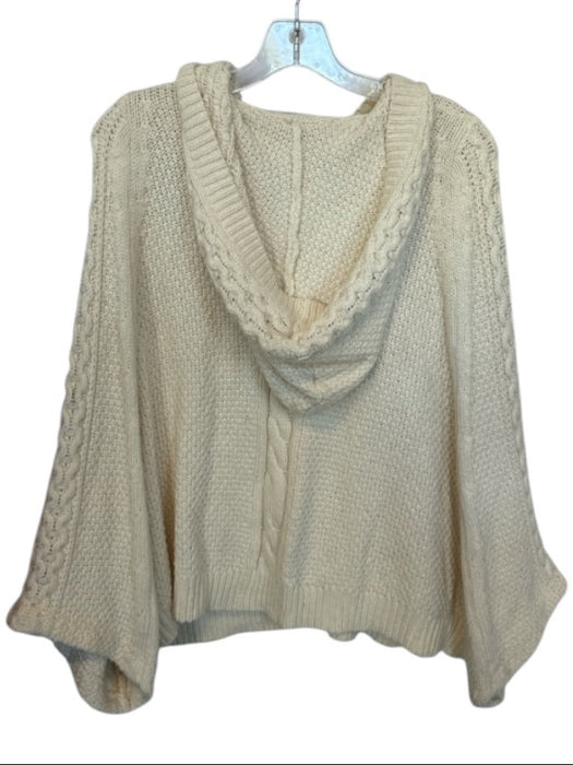 Rosie Neira Size XS/S Cream Nylon Blend Hood Cable Knit Buttons Sweater Cream / XS/S
