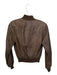 Size 44 Brown Leather Button Down Elastic Waist Bomber Cropped Jacket Brown / 44