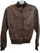 Size 44 Brown Leather Button Down Elastic Waist Bomber Cropped Jacket Brown / 44