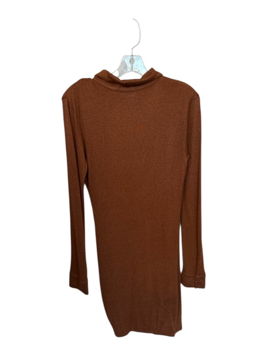 L Space Size S Rust Viscose Blend Long Sleeve Metallic Gathered Front Dress Rust / S