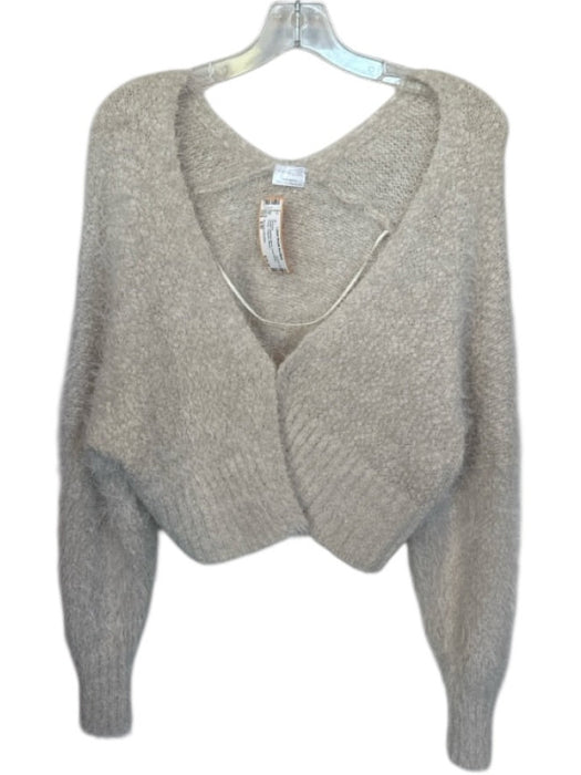Faceplant Dreams Size S/M Cream Bamboo Blend Long Sleeve Fuzzy Cropped Sweater Cream / S/M