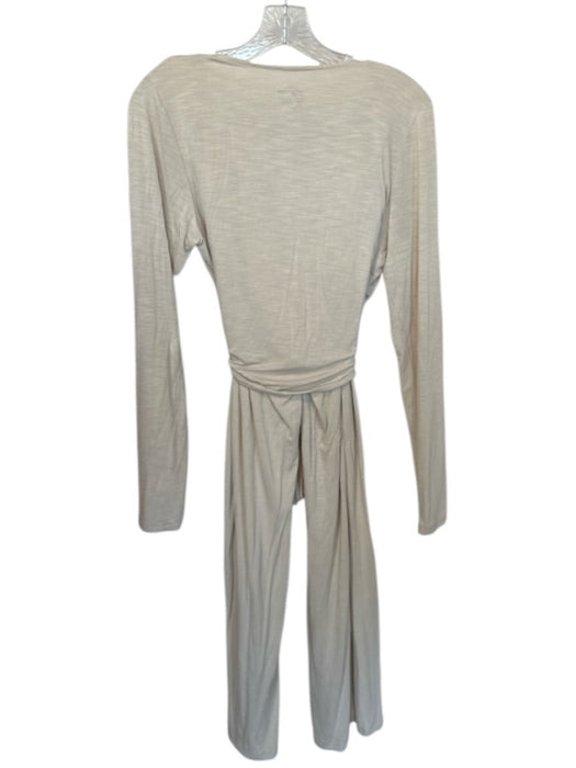 Faceplant Dreams Size S Cream Bamboo Blend Long Sleeve Wrap Wide Leg Pant Set Cream / S