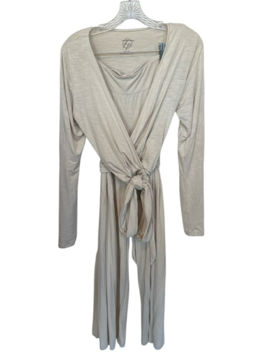 Faceplant Dreams Size S Cream Bamboo Blend Long Sleeve Wrap Wide Leg Pant Set Cream / S