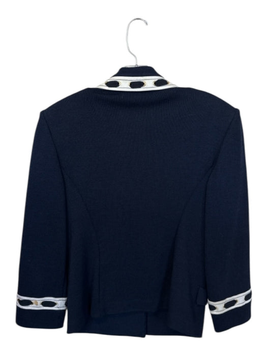St. John Collection Size 8 Navy & white Wool Blend Ribbon Detail Knit Jacket Navy & white / 8