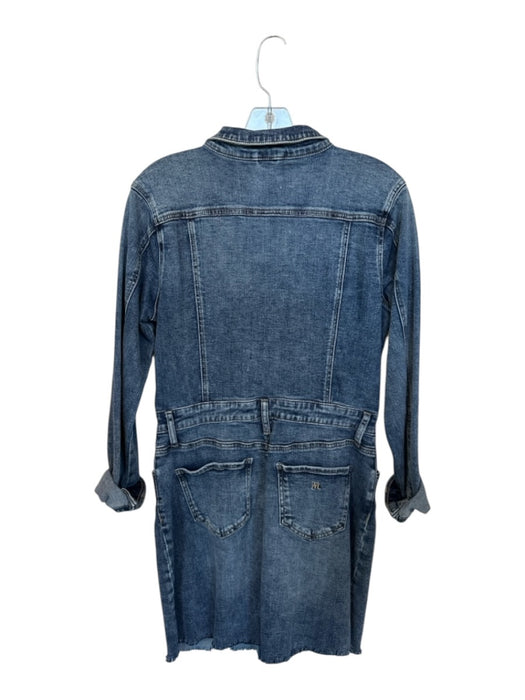 Wash Lab Size Est M Med Dark Wash Cotton Blend Long Sleeve Cut Off Denim Dress Med Dark Wash / Est M