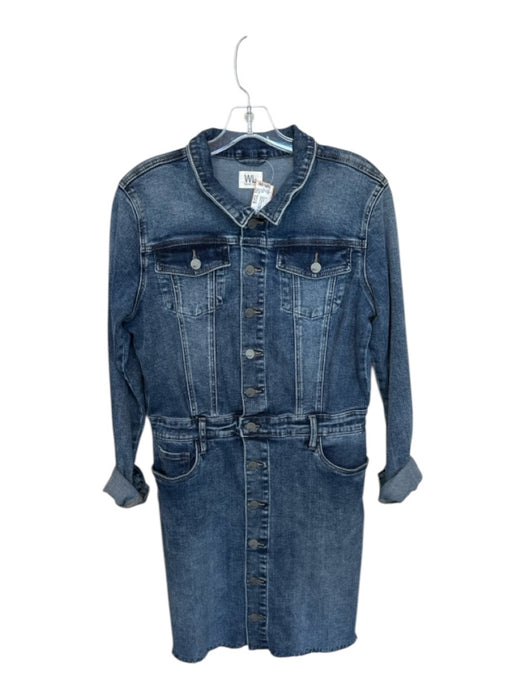 Wash Lab Size Est M Med Dark Wash Cotton Blend Long Sleeve Cut Off Denim Dress Med Dark Wash / Est M