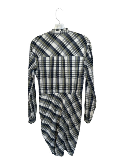 Veronica Beard Size 8 Navy & Green Cotton Long Sleeve Plaid Button Down Dress Navy & Green / 8