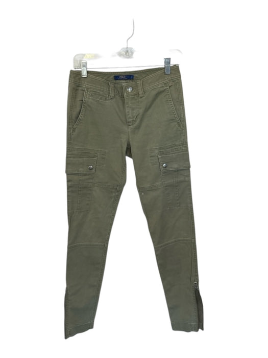 Polo Ralph Lauren Size 2 Army Green Cotton Low Rise Cargo Pockets Skinny Pants Army Green / 2