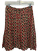 Moschino Cheap & Chic Size 4 Tan & Red Silk Side Zip Flowers Knee Length Skirt Tan & Red / 4