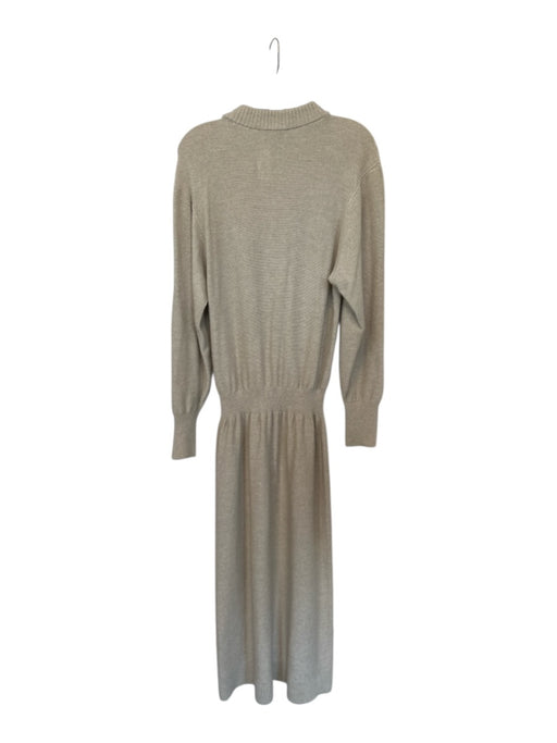 Lemaire Size Est M Oatmeal Long Balloon Sleeve Elastic Waist Knit Maxi Dress Oatmeal / Est M