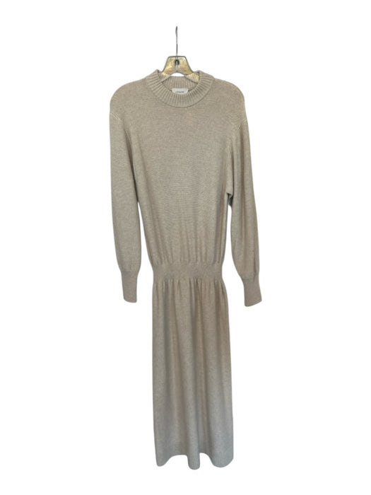 Lemaire Size Est M Oatmeal Long Balloon Sleeve Elastic Waist Knit Maxi Dress Oatmeal / Est M