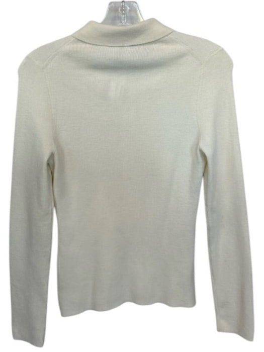 ME+EM Size M Cream Wool Blend Long Sleeve Front Zip Collar Sweater Cream / M