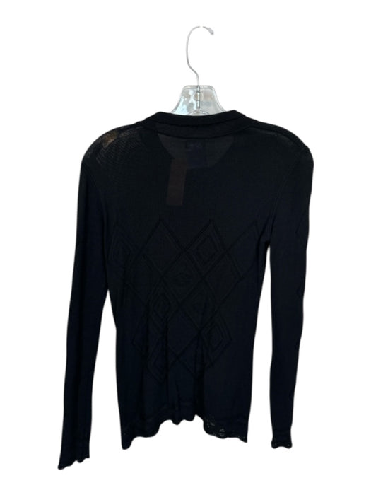 Chanel Size 38 Black Viscose Blend Long Sleeve Perforated Collar Diamond Sweater Black / 38