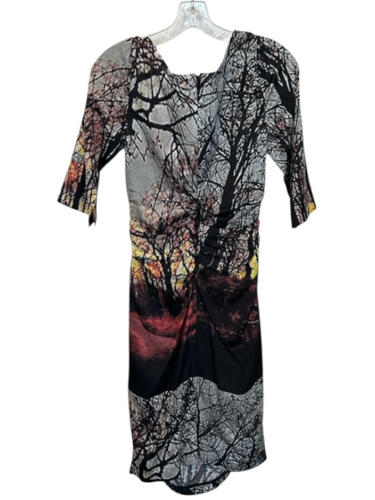 Tracy Reese Size 8 Black & Gray Silk Blend Long Sleeve Trees Back Zip Dress Black & Gray / 8
