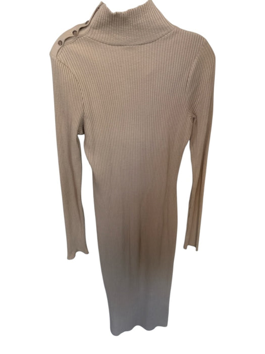 The Range Size M Tan Cotton Blend Long Sleeve Waffle Turtleneck Maxi Dress Tan / M