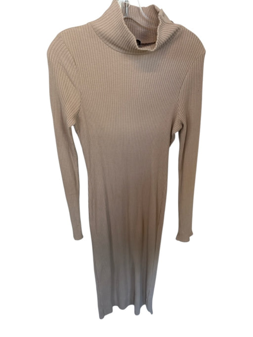 The Range Size M Tan Cotton Blend Long Sleeve Waffle Turtleneck Maxi Dress Tan / M