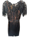 Beguile Byron Lars Size 4 Black & Nude Cotton Blend Lace Overlay Midi Dress Black & Nude / 4