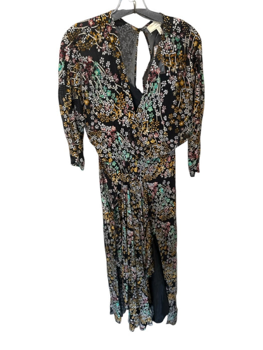 Moulinette Soeurs Size 8 Black & Multi Velvet Accent Long Sleeve Flowers Dress Black & Multi / 8
