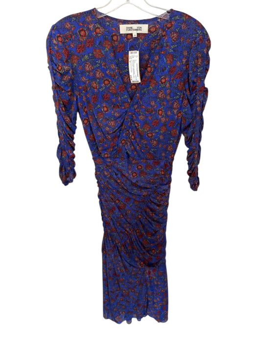 Diane Von Furstenberg Size M Blue & Orange Long Sleeve Kaleidoscope Maxi Dress Blue & Orange / M