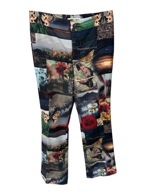 Alice & Olivia Size 2 Multi Poly Blend Straight Leg Nature Print Front Zip Pants Multi / 2