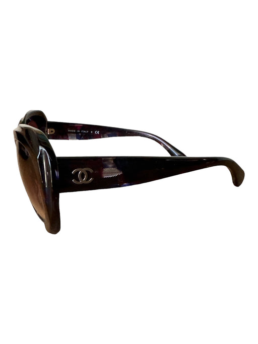 Chanel Black Chunky Round Logo Case Inc. Sunglasses Black