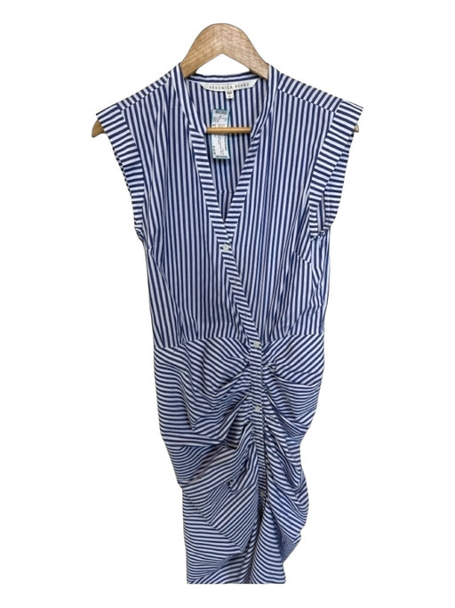 Veronica Beard Size 8 Blue & White Cotton Sleeveless Striped Button Down Dress Blue & White / 8