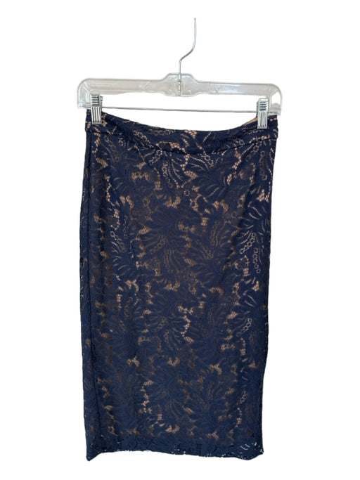 Banana Republic Size 0 Navy & Tan Lace Back Zip Midi Skirt Navy & Tan / 0