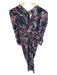 Isabel Marant Size 38 Navy & Pink Silk Long Sleeve Botanical V Neck Maxi Dress Navy & Pink / 38