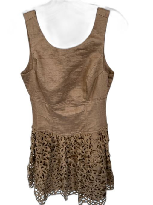 Robert Rodriguez Size 6 Light Brown Linen Blend Sleeveless Lace Overlay Dress Light Brown / 6